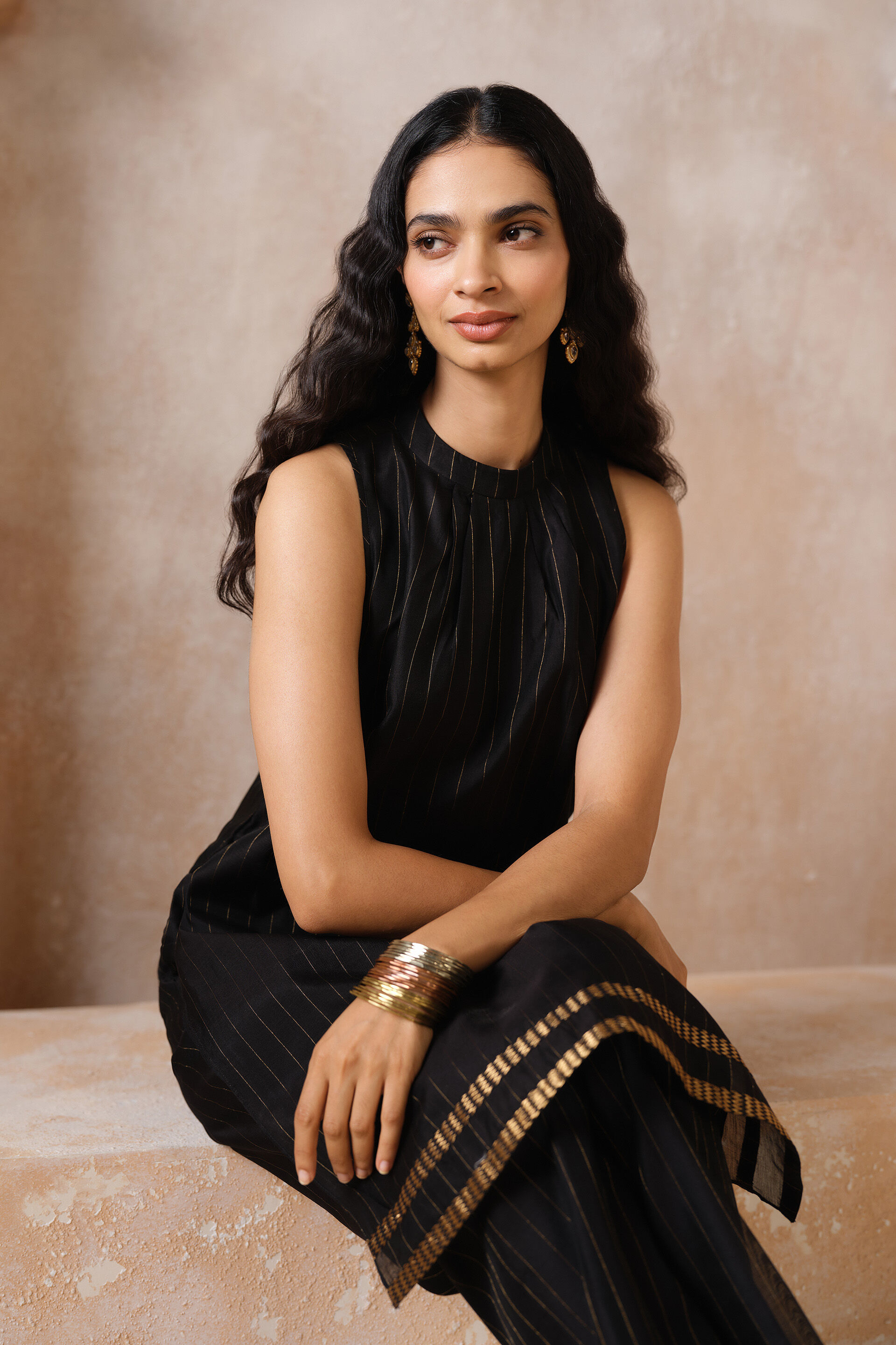 Fiore Handwoven Maheshwari Coord - Black, Black, image 4